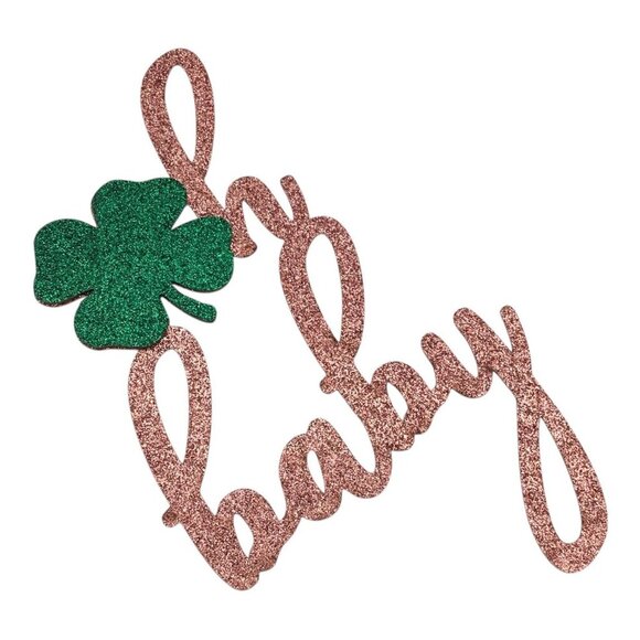 Rose Gold "Oh Baby" Cake Topper Shamrock Baby Shower & St. Patricks Decoration - Picture 2 of 4